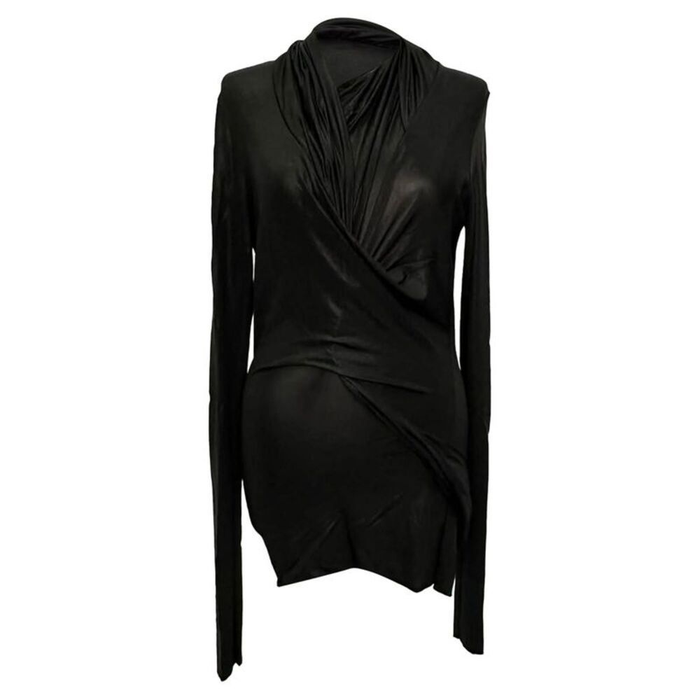 Rick Owens Magnetic Long Sleeve Top in Black Viscose